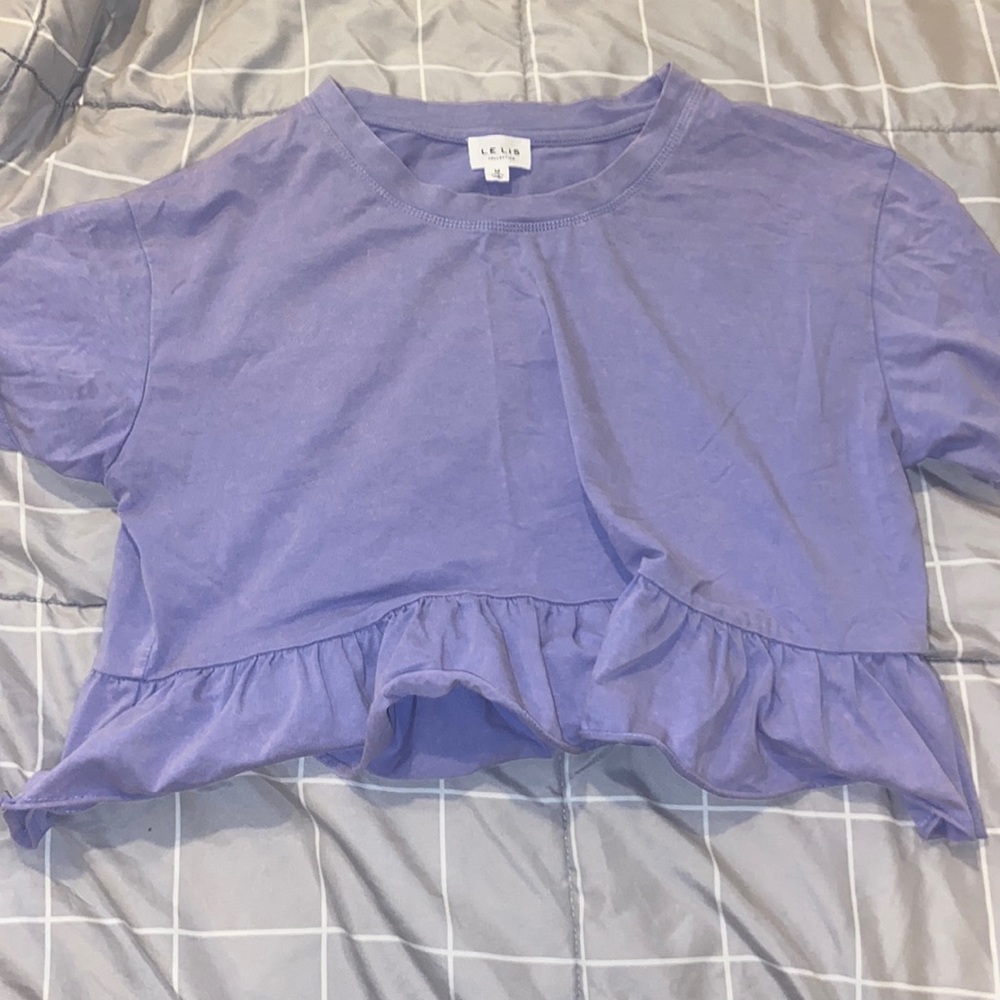 Purple Ruffle Crop Top